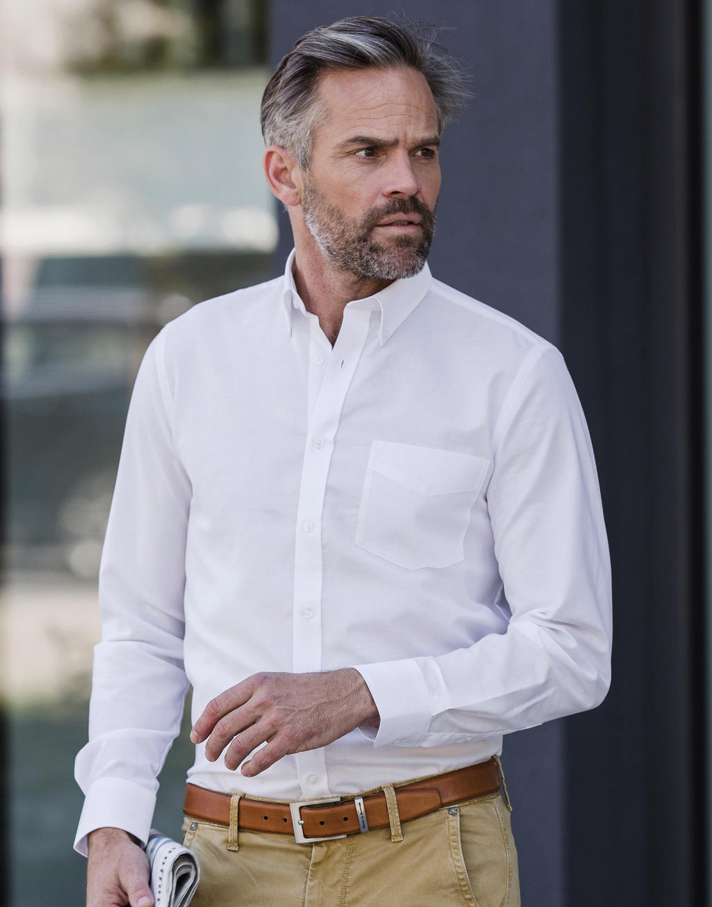Chemise Oxford manches longues boutonnée Homme