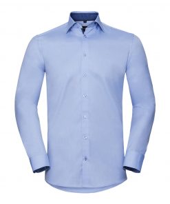 Chemise ajustée à chevrons contrastés à manches longues – Image 5