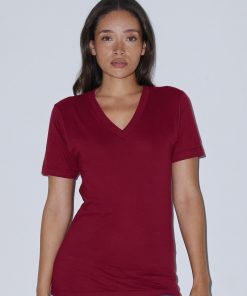 T-shirt unisexe en jersey fin à col en V