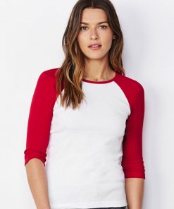 T-shirt raglan contrasté à manches 3/4