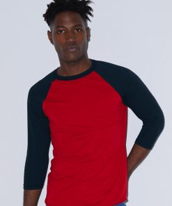 T-shirt unisexe en poly-coton à manches 3/4 et raglan