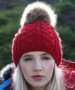 Bonnet torsadé en fourrure Pop Pom