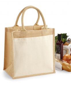 Cabas mi-long en jute avec poche en coton