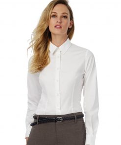 Chemise cravate noire manches longues en popeline LSL Femme