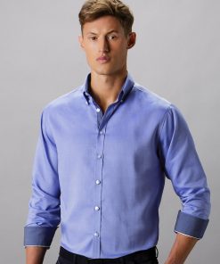 Chemise manches longues Oxford coupe ajustée contrastée