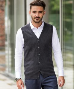 Cardigan sans manches en tricot à col en V Homme
