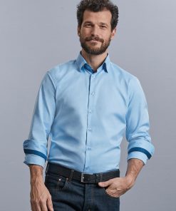 Chemise ajustée à chevrons contrastés à manches longues – Image 3