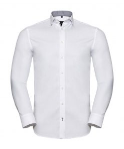 Chemise ajustée à chevrons contrastés à manches longues – Image 4