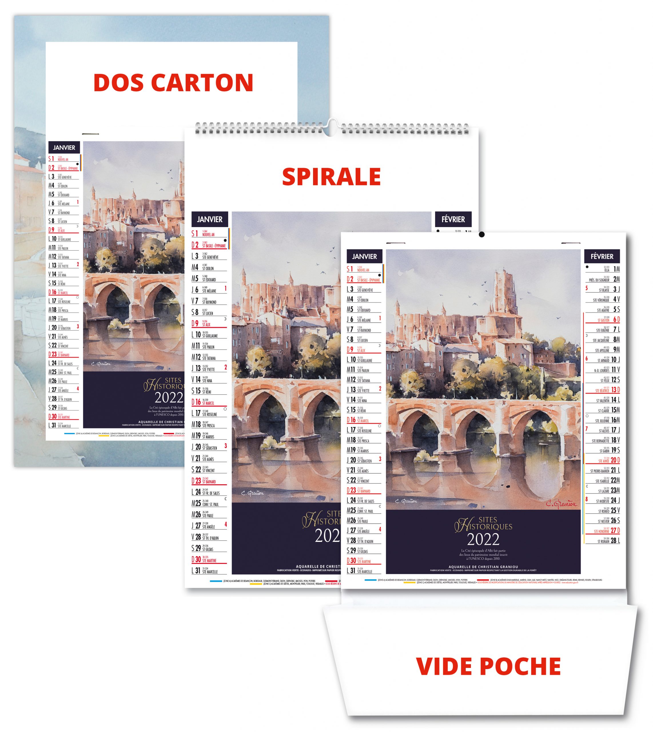 Calendrier 2023 Christian Graniou Bloc Illustré 6 Feuillets Zoé 2022 - Calendrier 2021 - Sérigraphie &  Impression Apo Pub