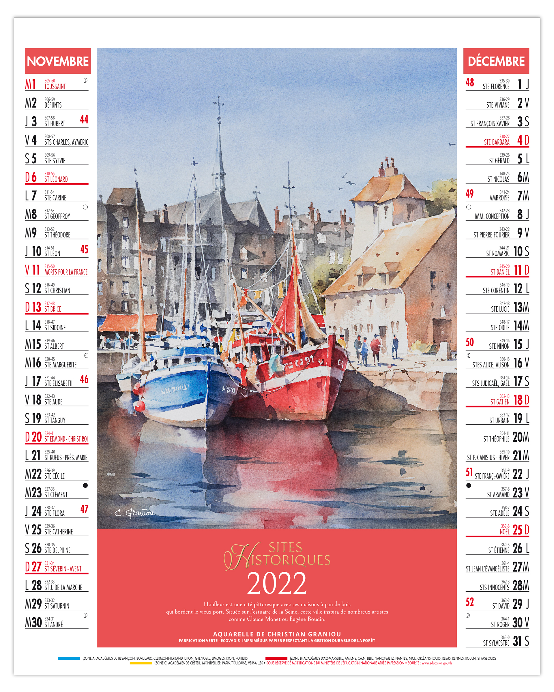 Calendrier 2023 Christian Graniou Bloc Illustré 6 Feuillets Zoé 2022 - Calendrier 2021 - Sérigraphie &  Impression Apo Pub